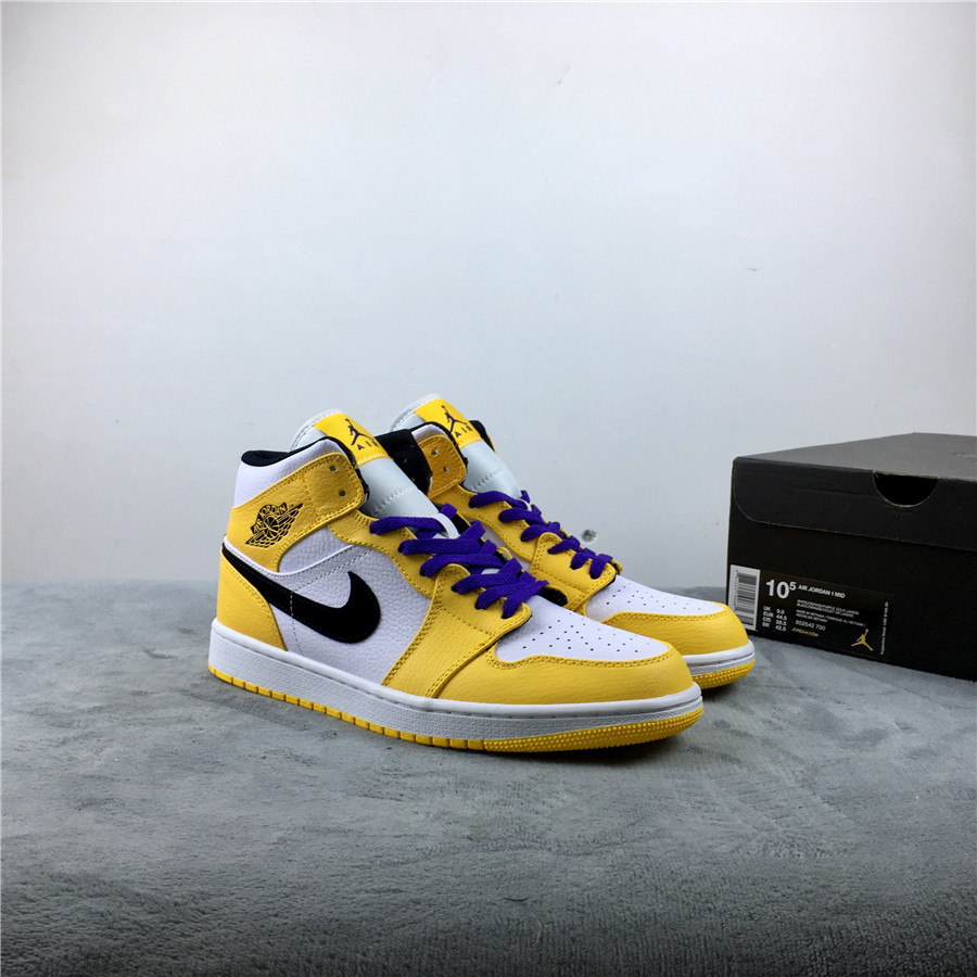 2019 Air Jordan 1 Retro Mid Lakers Shoes - Click Image to Close